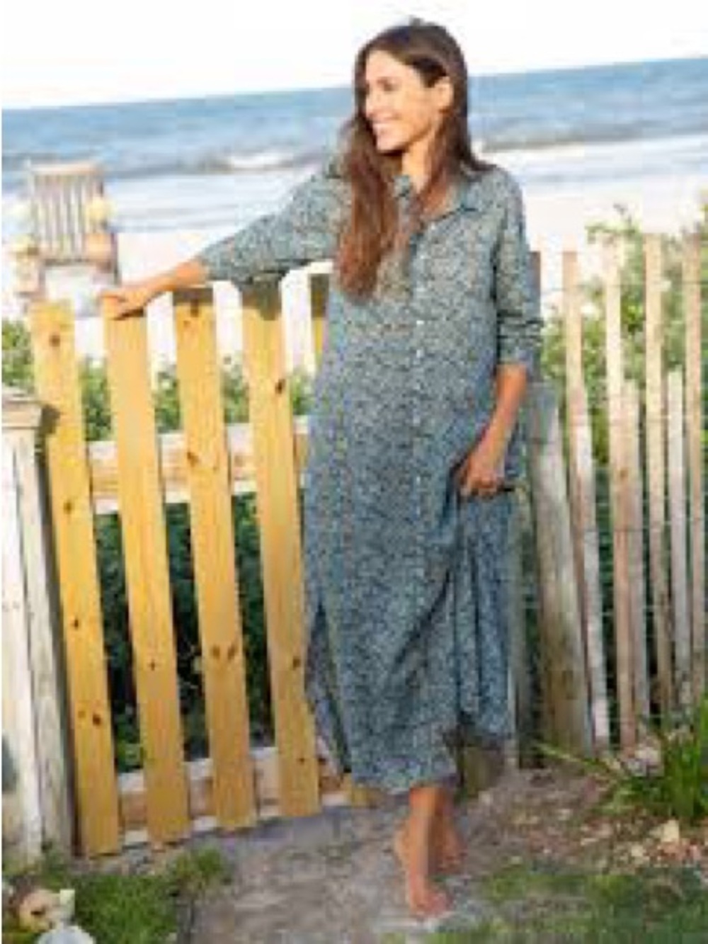 NATURAL LIFE Long Sleeve Floral Maxi Shirt Dress in Rust Brown and Olive - Picture 3 of 13